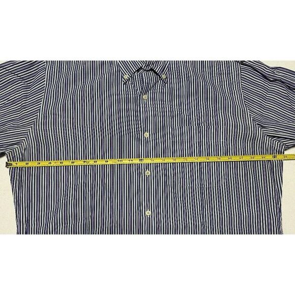 Peter Millar Button Down Shirt Long Sleeve Blue Purple Stripe Cotton Size Large - Picture 6 of 6